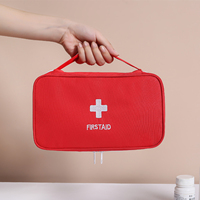 Sac médical portable rouge Oxford avec fermeture éclair pour les urgences à domicile et l'utilisation en extérieur, résistant à l'eau