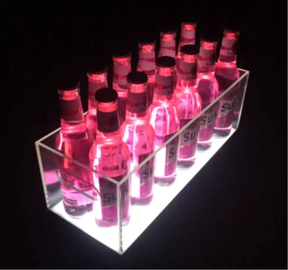 Cubo de hielo LED 12/24 botellas, enfriador de vino de cerveza portátil, Cubo de cerveza iluminado recargable para fiesta de Bar