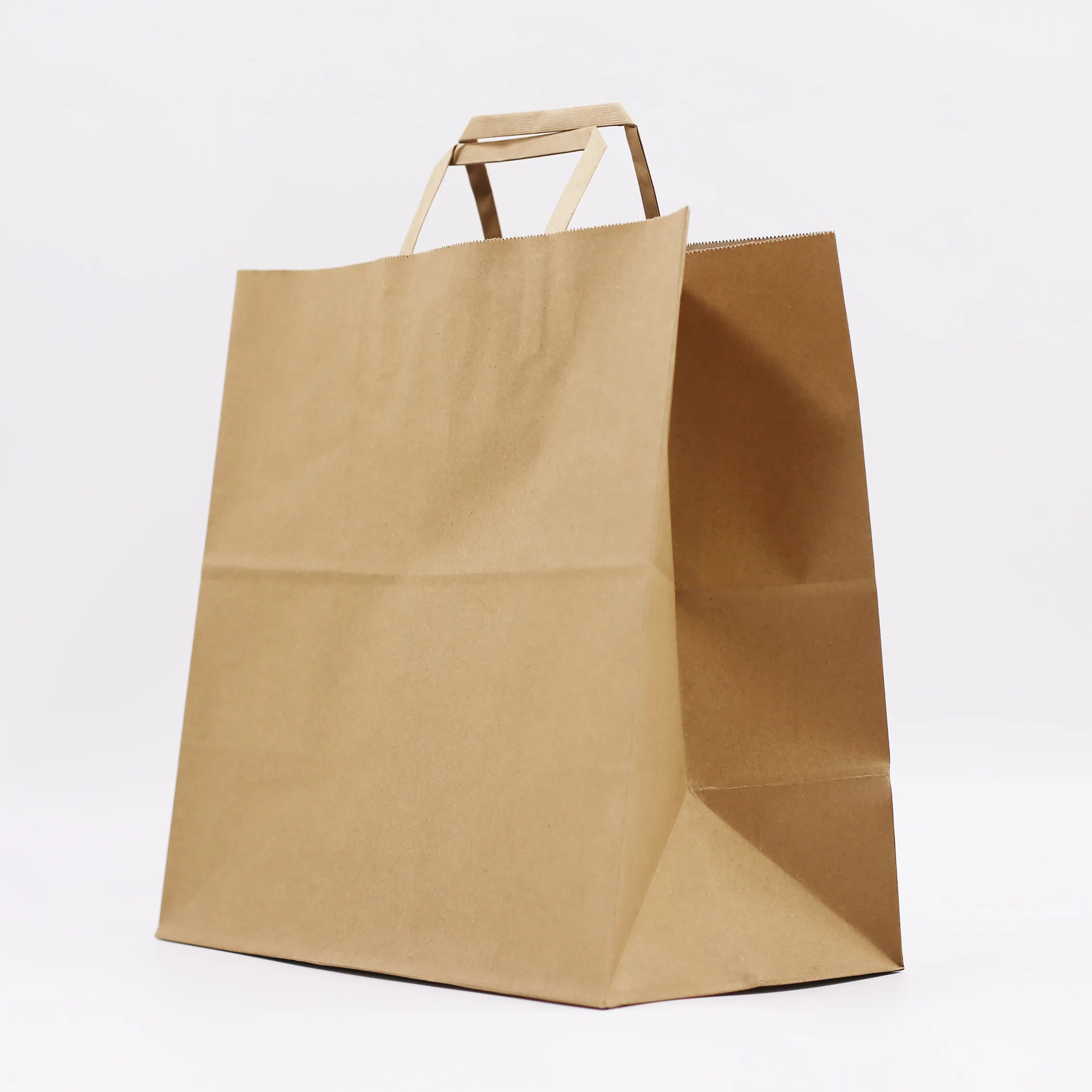 Wholesale Custom Printed Flat Handle Paper Carrier Bags Grocery Bag 12 x 7 x 14" 1/7 Barrel recycle paper bags