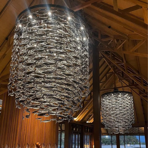 לובי מלון מותאם אישית לובי מנורה גדולה מסעדה זכוכית stair זכוכית תליית נברשת - Product Image 5