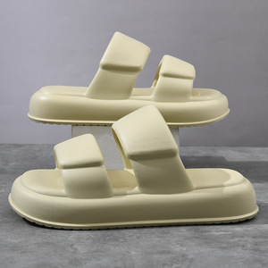 Pantoufles à semelle épaisse pour hommes, chaussures de plage décontractées noires, semelle injectée, taille adulte 40-45 - Product Image 3