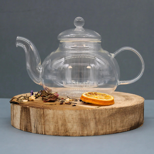 Théière en verre perlé ronde avec infuseur - 800 ml - Product Image 2