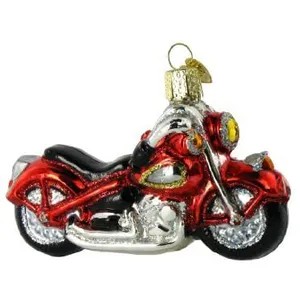 Best Selling Hand Made Hand Blown Glass Red Motorcycle Shape Hanging Glass Tree Christmas Ornament Eco-friendly