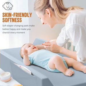 Portable Waterproof Baby <b>Changing</b> Pad With Safety Strap For Newborns Solid Color Pu Material - Product Image 2