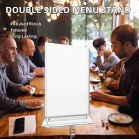 Support de menu double face personnalisé en plastique pour cartes de visite et porte-affiches A4/A5 pour publicité de table