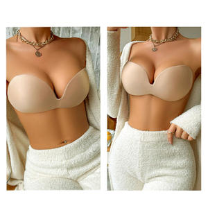見えないストラップレスブラ粘着ブラストラップレススティッキープッシュアップリフトビスチェパッド入りイスラム教徒着用シームレスブラ付き女性用 - Product Image 3
