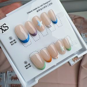 <span class=keywords><strong>Ongles</strong></span> press-on faits main personnalisés avec logo OEM, courts, forme amande, double couche, en boîte, fourniture directe usine - Product Image 5