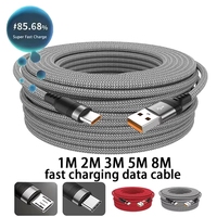 Câble d'extension USB Type C à charge rapide 5A, cordon de synchronisation de données USB A pour téléphones Android, 1M 8M