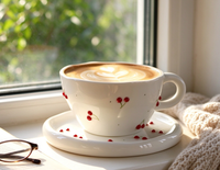 Mignonne tasse à latte en porcelaine vintage avec motif cerise sous glaçure, style INS, pour boire du thé