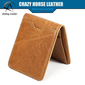 Portefeuilles en cuir Andong pour hommes, porte-cartes avec blocage RFID, cuir de vache véritable, style rétro décontracté, multifonction, pince à billets - Product Image 2