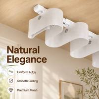 Tringle à rideau télescopique DIY pour la maison, sans découpe, en aluminium, réglable, silencieuse, fluide, 0,65-5,1 m, fixation murale ou plafond, pack complet