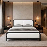 Meubles de chambre d'hôtel sur mesure, lit moderne rembourré en métal avec sommier à lattes pour projets hôteliers