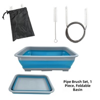 Kit de nettoyage de tube CPAP, brosse en acier inoxydable de 7 pouces + bassin pliable, 700g par ensemble, logo personnalisé disponible