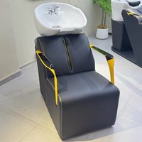 Fauteuil de lavage semi-inclinable en cuir pour salon de coiffure Guangdong, design minimaliste, fonction de lavage rapide - Vente directe usine