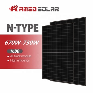 Mono Solar N Type TOPCON 670W/680/690W700W/710W/720W730W <b>Black</b> <b>Frame</b> Full <b>Black</b> <b>Large</b> Size High Power for System AS730S10-132 N - Product Image 4