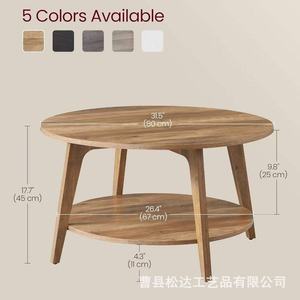 Mesa de centro redonda de madera, para apartamento pequeño, diseño sencillo, mesa redonda pequeña de doble capa, creativa para balcón de casa de huéspedes y - Product Image 4
