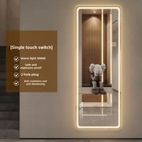 Kaca bentuk persegi, lampu LED cerdas cermin rias kabinet kamar mandi Sensor gerak dipasang di dinding cermin pintar