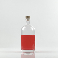 Bouteilles en verre à fond rond de 750ml pour vodka whisky tequila brandy gin rhum paquet avec liège en bois