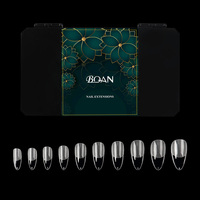 BQAN – pointe d'ongle en acrylique, amande courte, Non courbe C, couverture complète, demi-mat, transparent, Gel souple