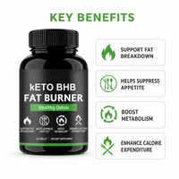 Capsules Keto BHB 500mg, brûleur de graisse haute puissance, perte de poids, contrôle de l'appétit, complément alimentaire cétogène minceur, étiquette privée OEM