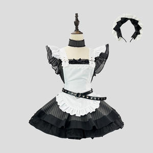 Nouveau rétro noir blanc rayé Lolita robe de chambre sous-culture style japonais mignon tablier ensemble <span class=keywords><strong>Cos</strong></span> - Product Image 1