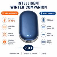 Calentador de Manos Eléctrico con Banco de Energía de 5200mAh 35-48 ° Calentador Inteligente C Smart Temp de Doble Cara, Recargable por USB-C en 5 Segundos, de Aluminio, OEM