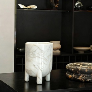 SAIDKOCC D19xH26cm Jarrón de Mármol Natural de Lujo de Gran Calibre con Tres Patas para Decoración Navideña del Hogar, Logotipo Personalizado SK-A-1 - Product Image 4