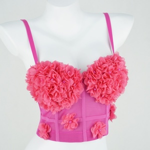 Top reggiseno Bustier floreale con decorazione ricamo ortensia sul reggiseno - Product Image 1