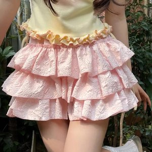 Kral Mcgreen yıldız Ruffles şort balo kadın etekler yaz buruşuk peri Y2k estetik etek pembe siyah beyaz <span class=keywords><strong>Streetwear</strong></span> - Product Image 5
