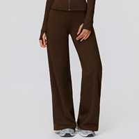 Pantalon décontracté pour femme, toutes saisons, coupe large, longueur intégrale, taille haute élastique, grande taille, doublé polaire, anti-plis, chaud, couleur unie