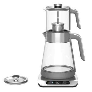 핫시 저그 사모바르 물 보일러 주전자 러시아 터키 이중 유리 냄비 1.6L + 0.8L 거품 차 기계 메이커 차 주전자 유리 - Product Image 5