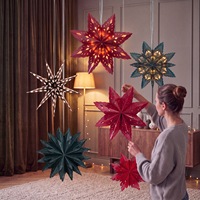 Lanterne étoile en papier 3D ajourée OEM en gros, 30/45/60cm, ornement suspendu pour décoration de plafond de fête de Noël