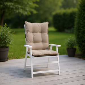 Set di Cuscini per Sedia con Schienale Alto Color Tortora, Supporto Lombare, Cuscini Rettangolari Trapuntati Rimovibili e Lavabili in Poliestere e Cotone - Product Image 2