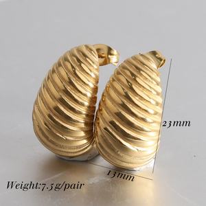 Pendientes Geométricos de Acero Inoxidable Chapados en Oro de 18k, Diseño Moderno, Joyería de Moda, Pendientes de Aro Gruesos en Forma de C para Mujer - Product Image 2