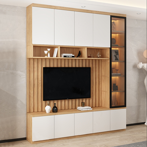 TV Rack armadio moderno di lusso a parete Stand in legno soggiorno mobili unità di stoccaggio sospesa - Product Image 2