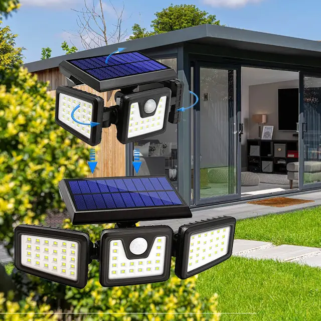 Economical price 3-head 270 degree rotatable wall light outdoor garden led intelligent solar sensor wall light street light lamp