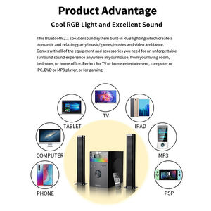 Sistema de Altavoces 2.1 con Subwoofer para el Hogar, Compatible con CKD/SKD, Audio Multimedia para Computadora, RGB, Bluetooth, con Bajos Potentes - Product Image 5