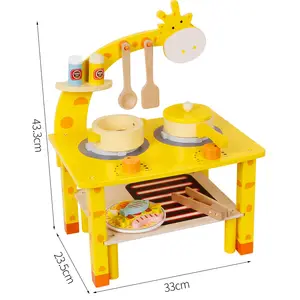 Toptan gerçek oyuncak pişirme sobalar çocuklar-Fabrika toptan komik sarı zürafa soba mutfak oyun oyuncaklar setleri Mini mutfak oyuncak setleri için çocuk