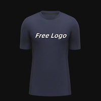 Herenshirt van zacht katoen, ronde hals, borstborduurwerk logo, basic blank T-shirt, custom logo, casual dagelijkse streetwear, korte mouwen