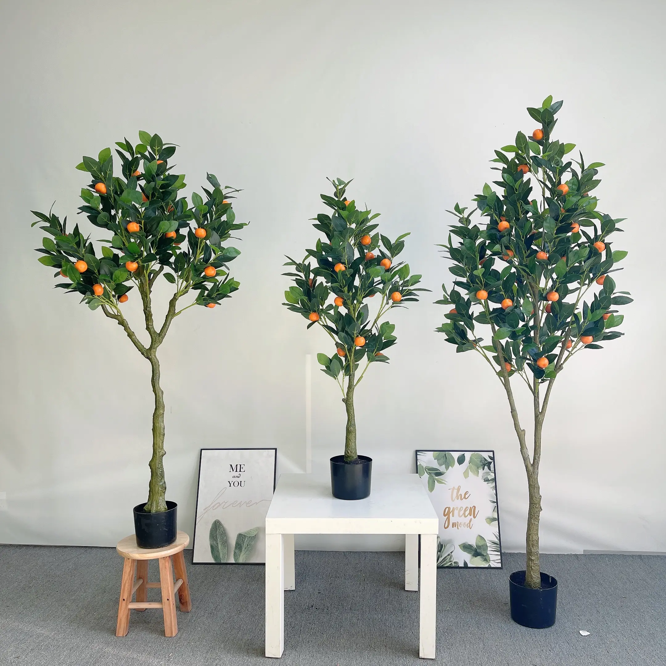 Fausse petite plante de mandarine de haute qualité, arbre orange de kumquat en plastique artificiel pour la décoration
