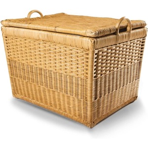 Large Sandstone <strong>Wicker</strong> <strong>Storage</strong> <strong>Basket</strong> 24.5 in L X 18 in W X 17.5 in H Classic Rectangle Style Lift-Off Lid Made Natural Rattan - Product Image 1