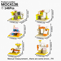 Set Mainan Kucing Kitten Climbing Frame MOC City, Set Mini Scene, Model Blok Bangunan Plastik untuk Anak-anak, MOC4136