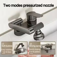 Robinet de lavabo en acier inoxydable avec noyau de valve en céramique, rotation à 360°, monotrou, 1 poignée, aérateur, gris anthracite, pour chambre à coucher