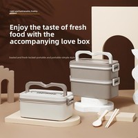 Großhandel Büroangestellten Doppelschichtige Quadratische Mikrowellen-Lunchboxen 304 Edelstahl Isoliert mit Deckel Mikrowellengeeignet