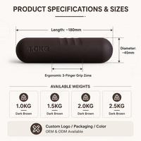 Haltères en fonte marron durables avec logo personnalisé et revêtement en silicone pour Yoga, Pilates, Aérobic et Entraînement de Force 1/1,5/2/2,5 KG