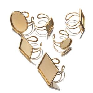 Carré rond ouvert anneau Cabochon camée blanc plateau paramètres de Base pour bricolage anneaux fabrication de bijoux résultats fournitures - Product Image 5