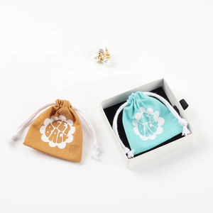 Custom <b>White</b> Logo Printed Mini Gift Cotton Packaging Jewelry <b>Bag</b> Eco Friendly Dust Drawstring Muslin Cotton Pouch <b>Bag</b> - Product Image 2