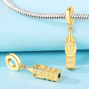 รับสั่งซื้อจำนวนมากสำหรับจี้ลอนดอนบิ๊กเบนทองแดงสีขาวแบบใหม่ สร้อยข้อมือ DIY ของแท้ อุปกรณ์ตกแต่งเครื่องประดับ จี้ต่างๆ - Product Image 5