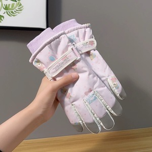 Gants de ski mignons pour femme, à doigts complets, compatibles écran tactile, chauds, doublés polaire, épaissis, avec fermeture auto-agrippante, adaptés à la conduite de véhicules électriques - Product Image 2