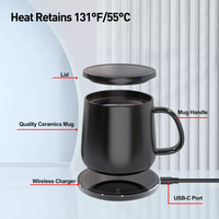 Chauffe-tasse intelligent électrique à contrôle de température 55°C pour hôtel, avec couvercle chauffant et chargeur sans fil pour téléphone à charge rapide
